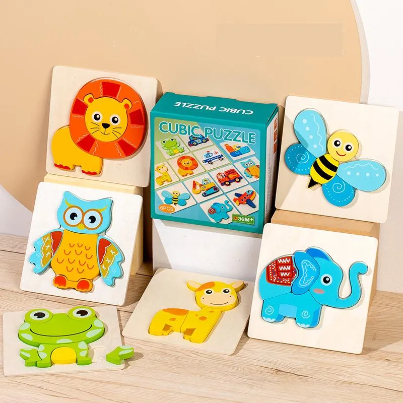 baby early education benefit intellectual development infants and young children large pieces of wooden three-dimensional jigsaw puzzle toys