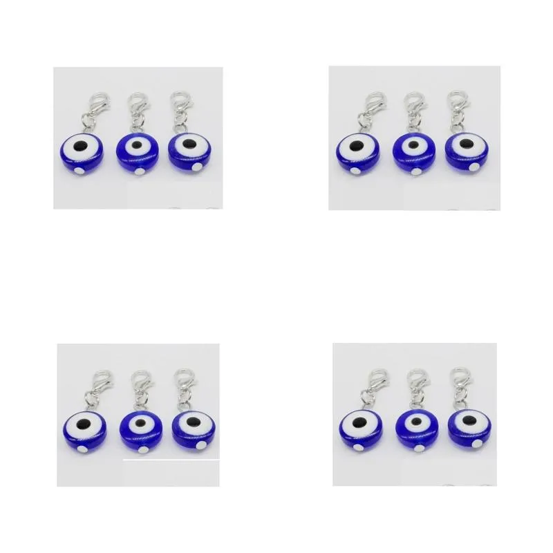 200pcs turkish blue evil eye charms lobster clasp dangle charms for jewelry making findings 32x11mm