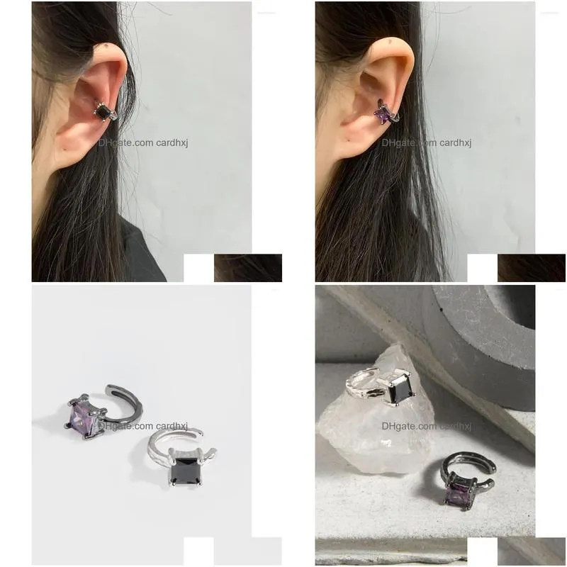 hoop earrings small and luxurious design simple geometric pleated texture zircon ear clip 925 sterling silver female