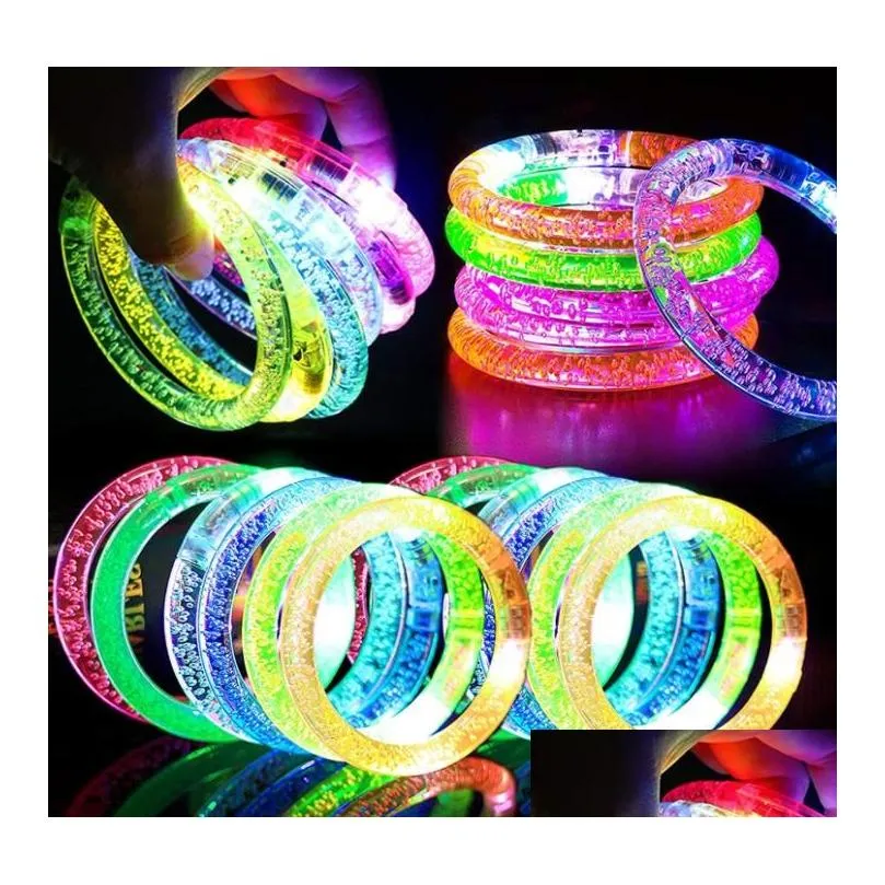 led glow sticks bracelet anklet light up party favors flashing bubble clear bangle birthday carnival wedding atmosphere supplies halloween