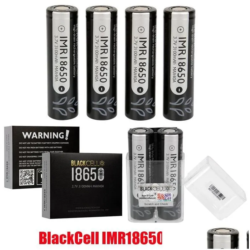 original blackcell imr 18650 battery 3100mah 40a 3.7v high drain rechargeable flat top lithium batteries 100% authentic