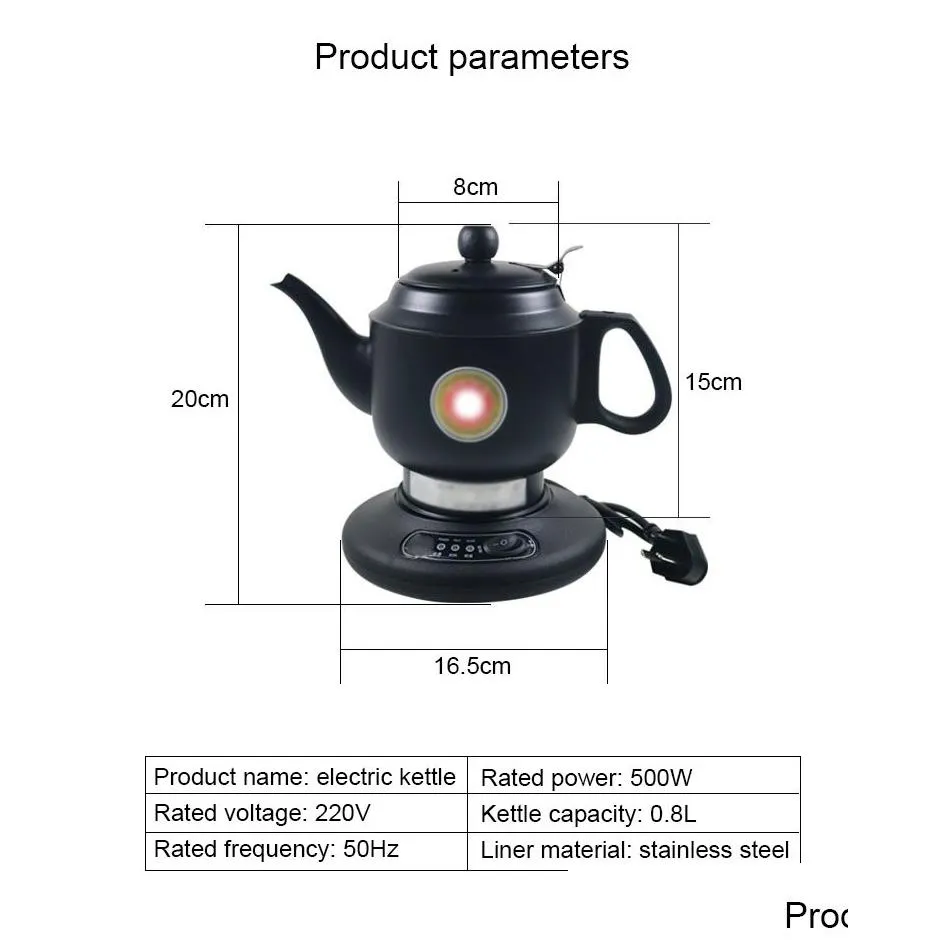 kitchen furniture stainless steel thermal insulation electric kettle teapot 0.8l 500w 220v automatic water heating boiler teapot