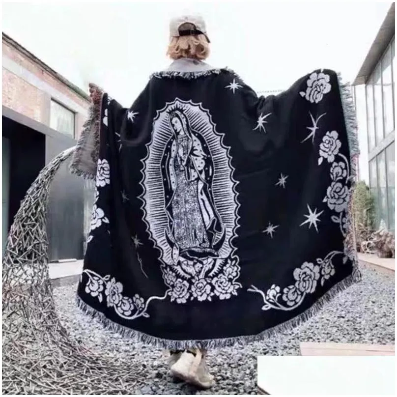 blankets maria blanket the virgin mary tapestry office air conditioning red black nap living room sofa ornaments 230621