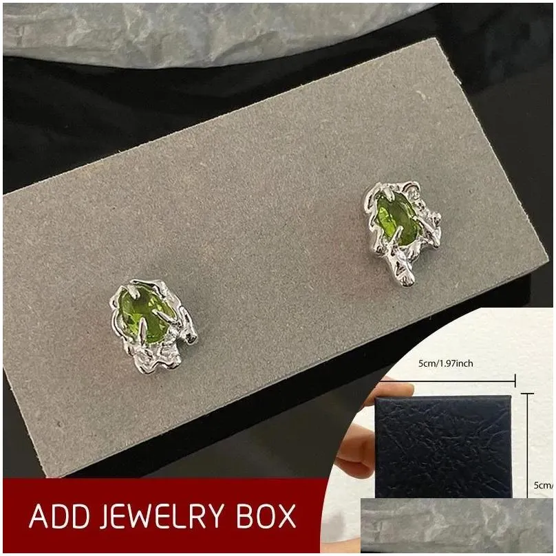 stud earrings prevent allergy green zircon for women girls fashion sweet elegant vintage simple engagement jewelry gifts