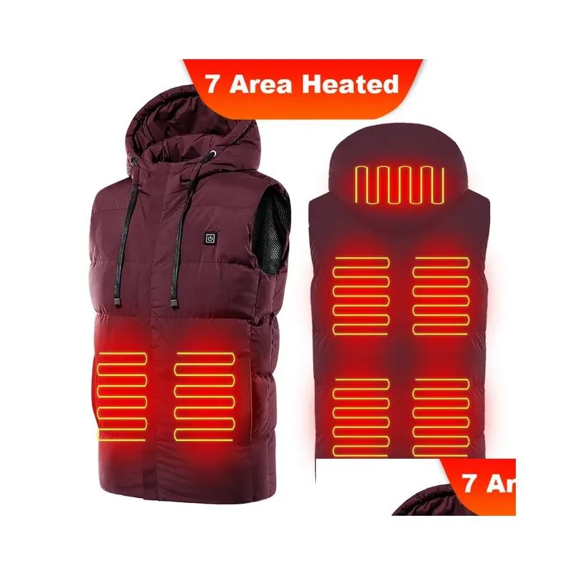 e-baihui 7 areas 9 zone heated hooded vest electric heat intelligent warm clothes asian size men electric heating jacket body warmer no charge