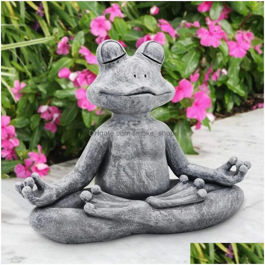 goodeco garden frog figurine resin zen yoga frog jardin statue garden decoration outdoor sculpture home decor indoor ornaments t200710