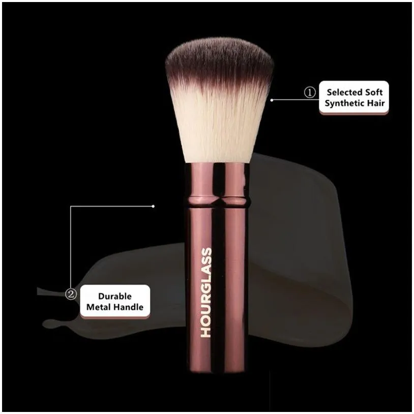 hourglass retractable foundation makeup brush - soft flawless travel sized foundation powder blush beauty cosmetics brush tools