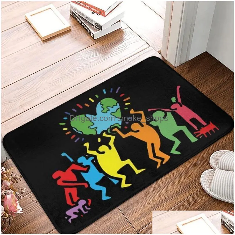 carpet haring geometric graffiti front door floor entrance mats outdoor keith abstract art kitchen bath doormat garage rug 230105