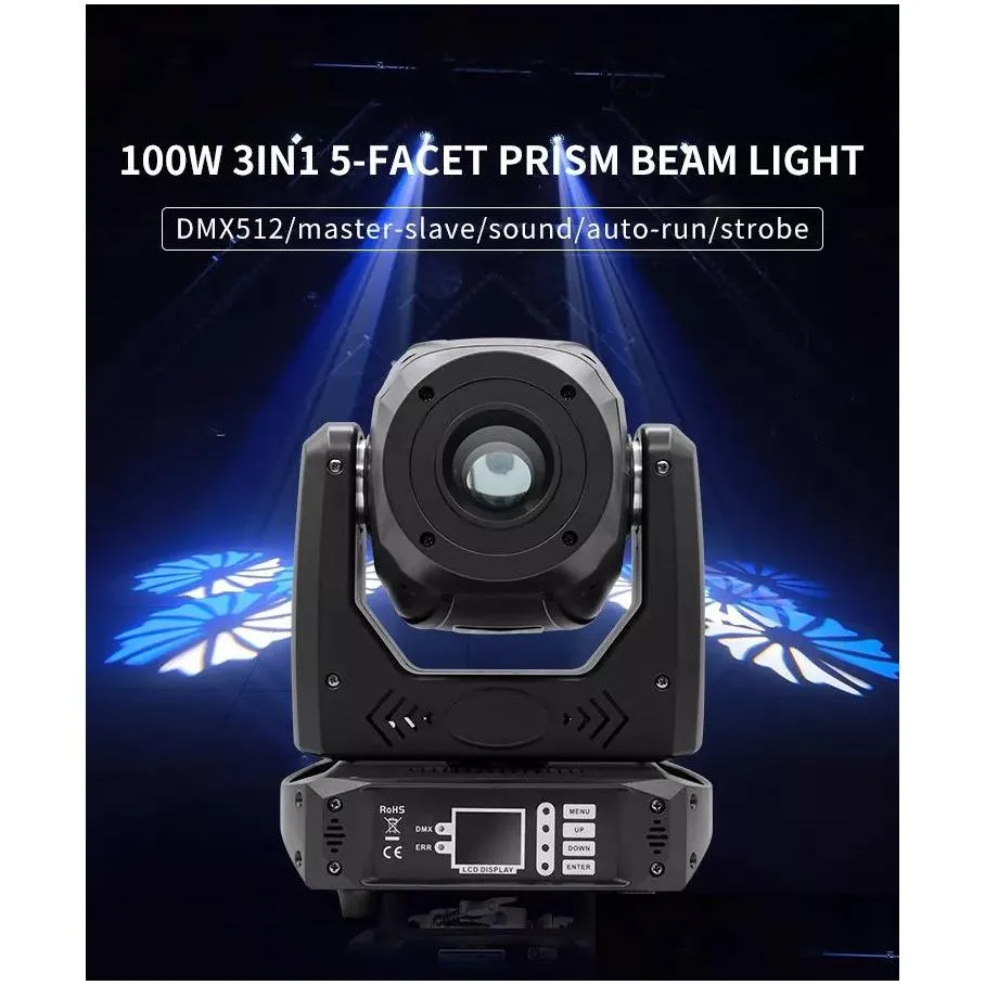 dmx dj led spot moving head light pro 100w beam projector gobo disco wedding event 3in1 stage lights