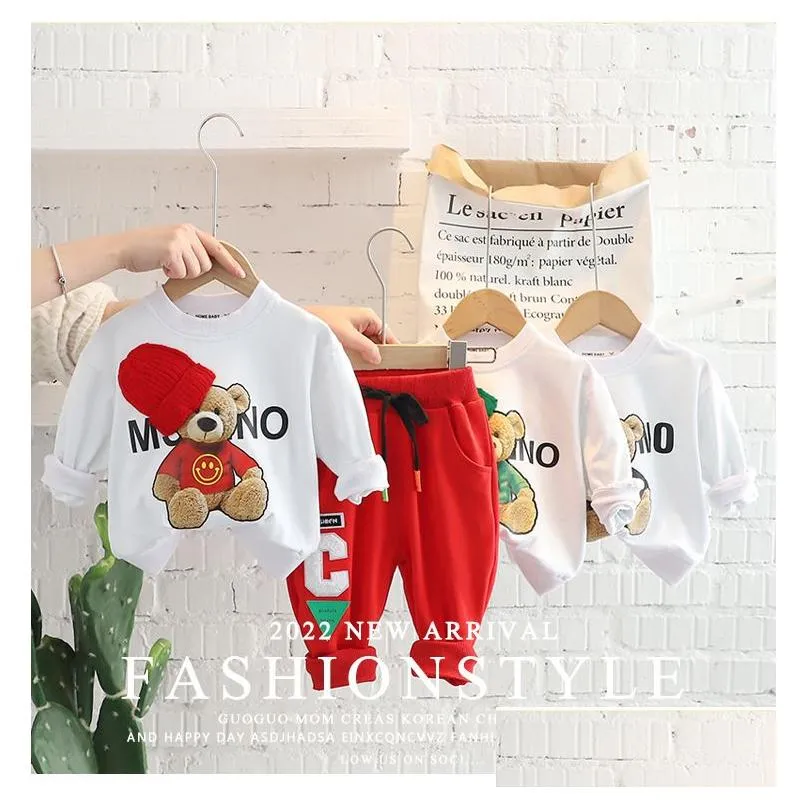 baby girls boys clothing sets children casual clothes spring kids vacation outfits fall cartoon long sleeve t shirt pants