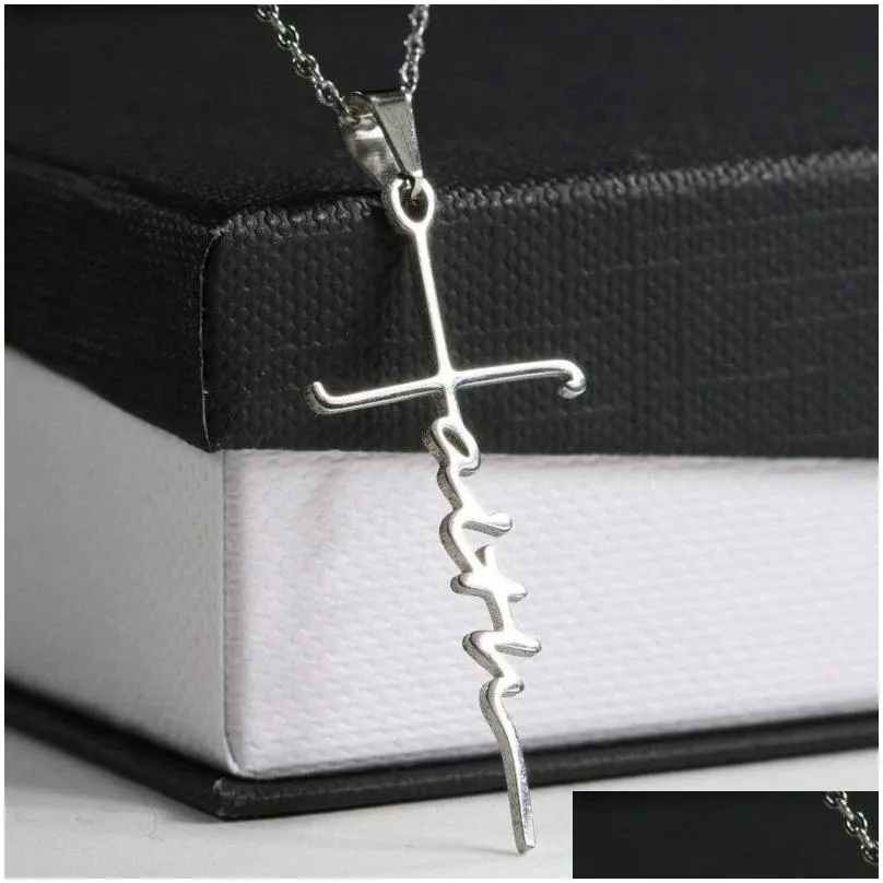 faith pendant necklace for women stainless steel faith necklace 18 inches