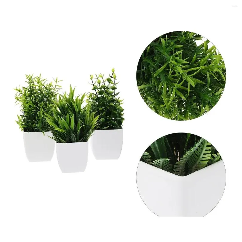 decorative flowers 3 pcs fake bonsai simulated potted plant office pots plants pp desktop adornments