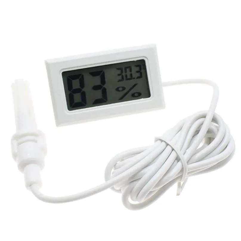 mini digital lcd thermometer hygrometer temperature humidity meter probe white and black in stock ship