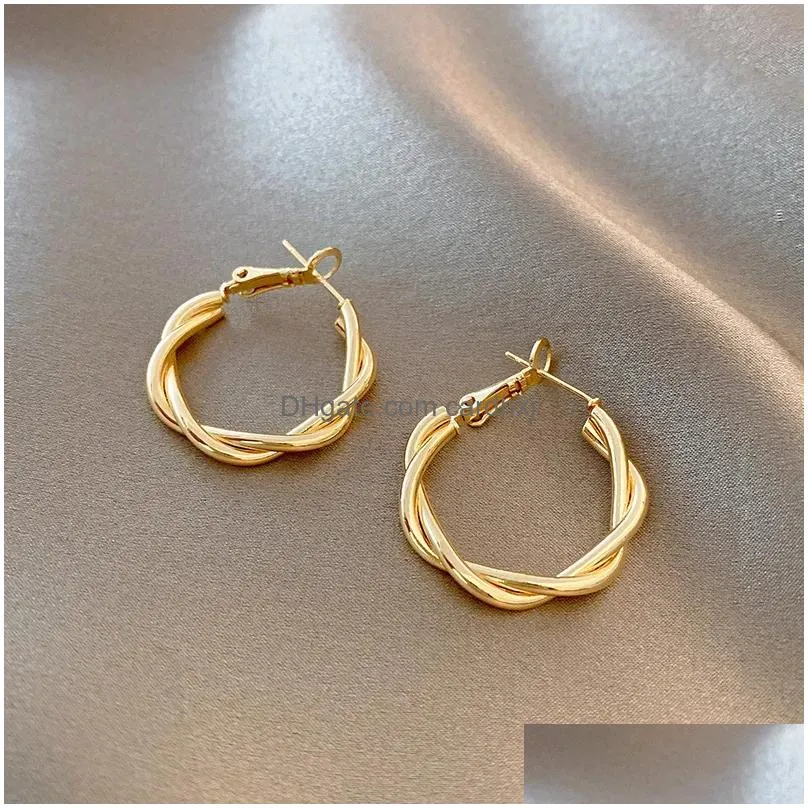 hoop earrings fashion ins retro metal feminine temperament simple dumb gold geometric versatile