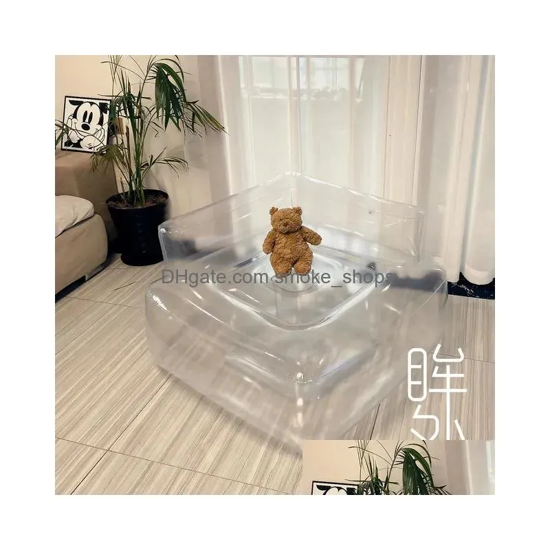 decorative objects figurines transparent inflatable sofa doll storage artifact lazy chair little red book diy stuffed toys gifts