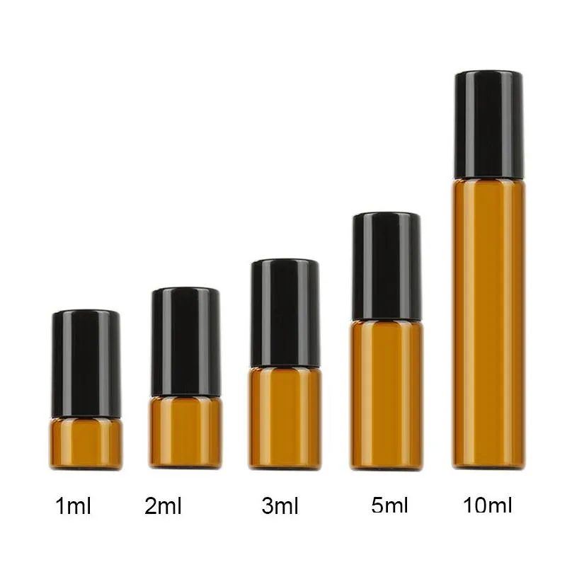1ml 2ml 3ml 5ml 10ml amber roller bottles mini roll on glass bottle for essential oils refillable perfume bottle wb3248