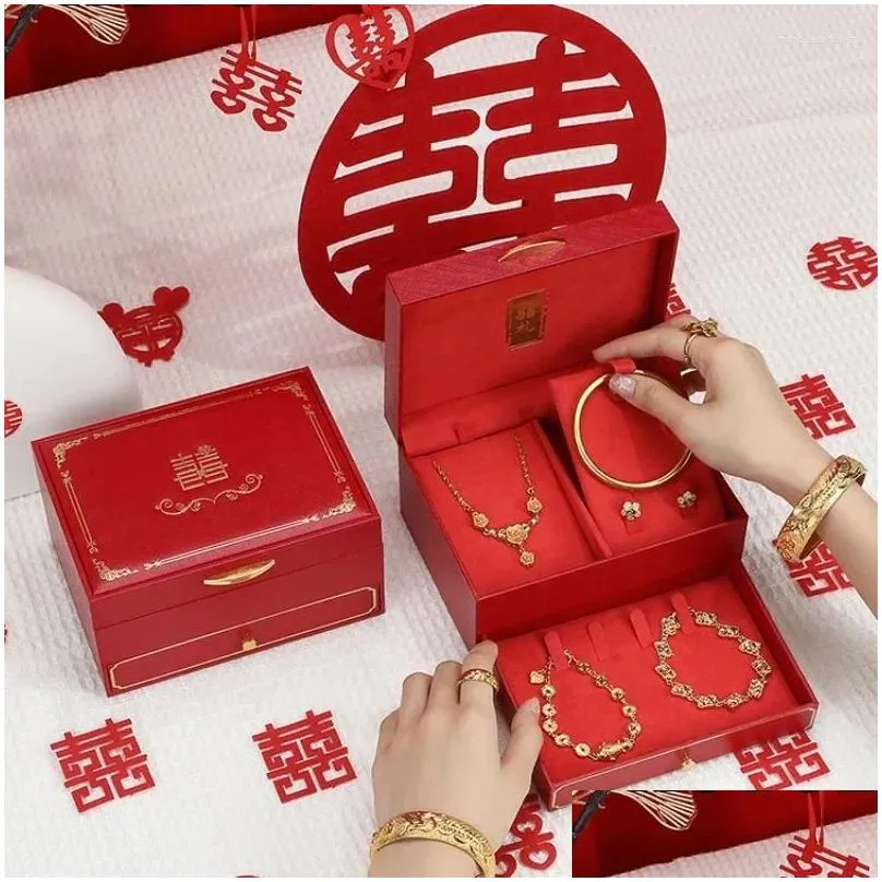 jewelry pouches three gold box wedding hardware deposit dowry