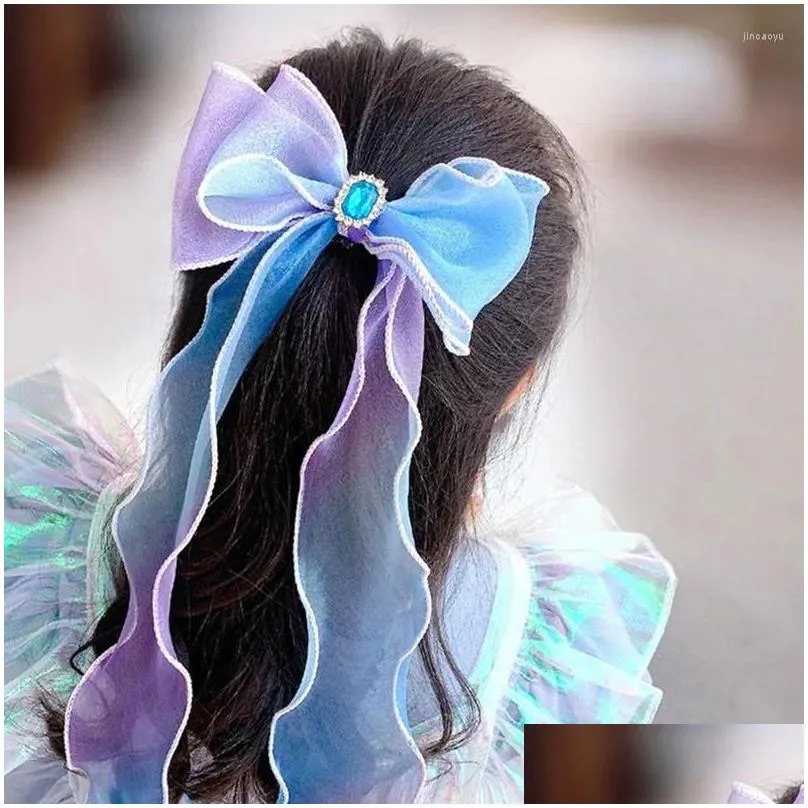 hair accessories colorful chiffon bow pins for girls cute ribbon hairpins children sweet clips women fashion