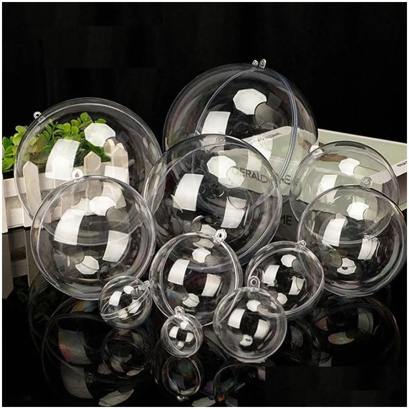 50pcs clear fillable candy box christmas bauble xmas tree ball ornament gift present boxes can open container for home decor