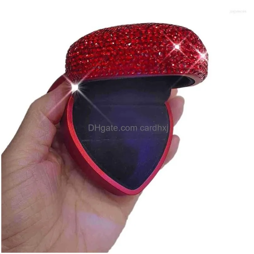 jewelry pouches ring box with led light heart shaped necklace engagement wedding gift display easy to carry 40gb
