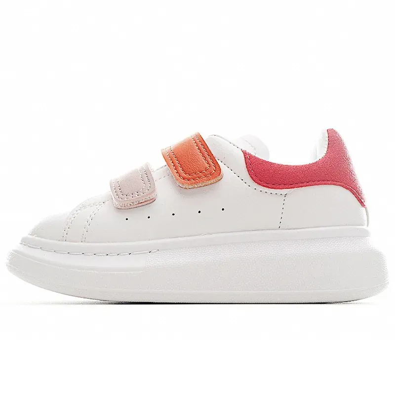 New Kids Shoes White Red Black Dream Blue Single Strap outsized Sneaker Rubber Sole AMCQS Soft Calfskin Leather Lace up Trainers Sports footwear children shoe 25-37