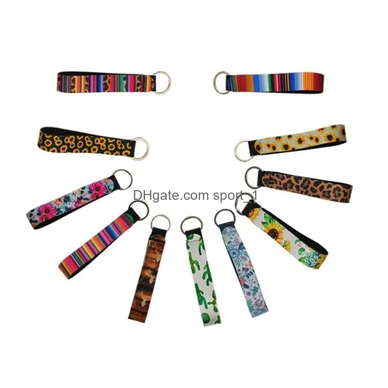  party favor neoprene wristlet keychains lanyard serape print with strap band split ring key chain holder hand wrist lanyard keychain for girls/women