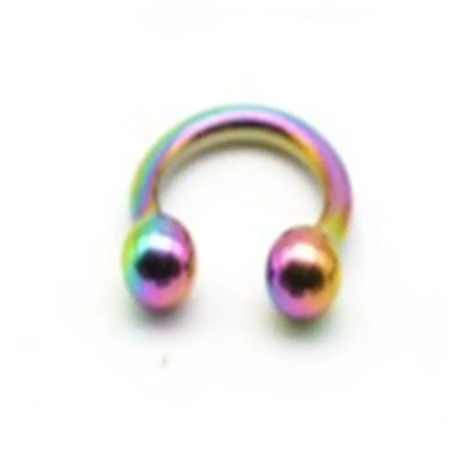 rainbow horseshoe 316l surgical steel nostril nose ring circular piercing ball horseshoe rings cbr ring earring16g 6mm 8mm 10mm234t