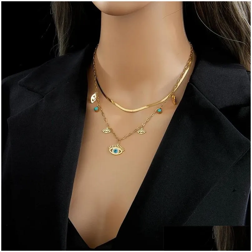 14k yellow gold green stone crystal necklace for women bohemian ethnic chain choker wedding party jewelry gift