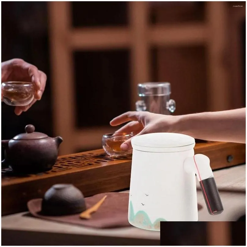 dinnerware sets household wooden handle tea cup office drinking glasses ceramics portable coffee mug