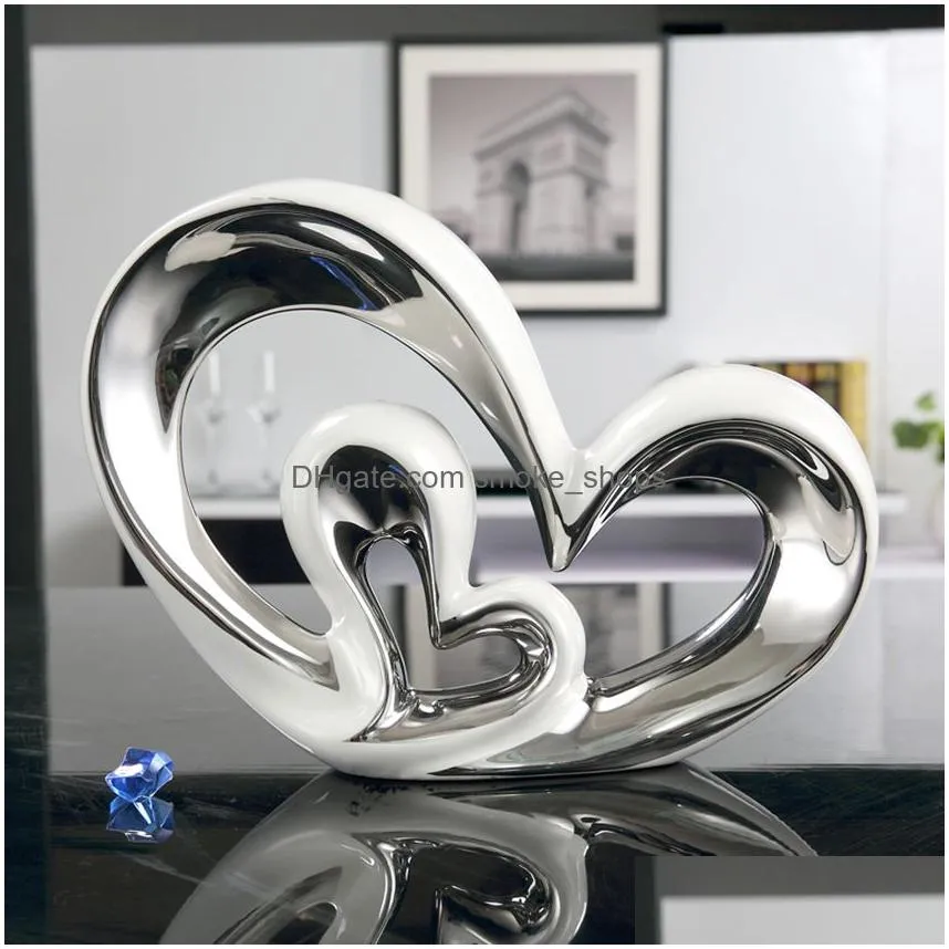 nordic ceramic heart shaped furnishing articles creative figurines miniatures crafts morden home decoration wedding gifts t200703