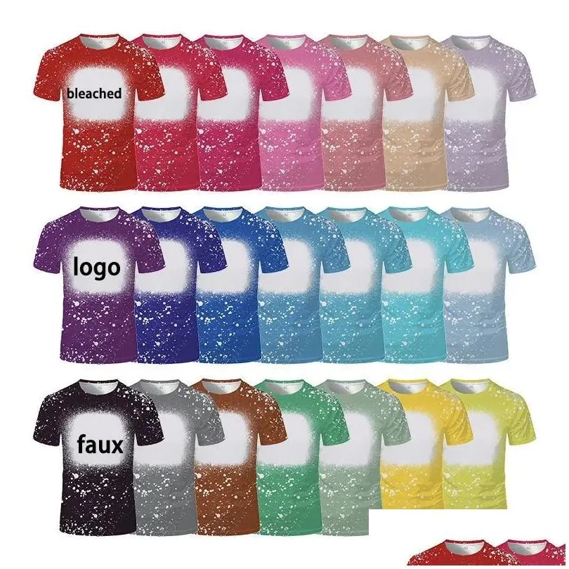 wholesale sublimation bleached shirts heat transfer blank bleach shirt bleached polyester t-shirts us men women party supplies stock