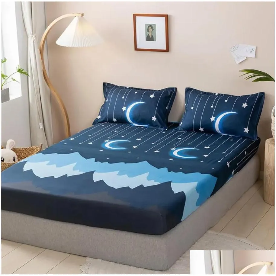 fashion design bed sheet trendy household mattress protector dust cover non-slip bedspread with pillowcase bedding top f0087 210319