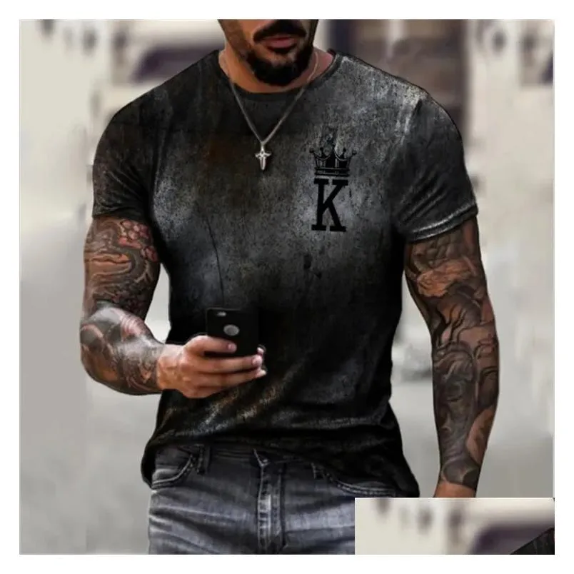 king style mens 3d t-shirts printed t-shirt visual impact party shirt punk gothic round neck high-quality american muscle style short