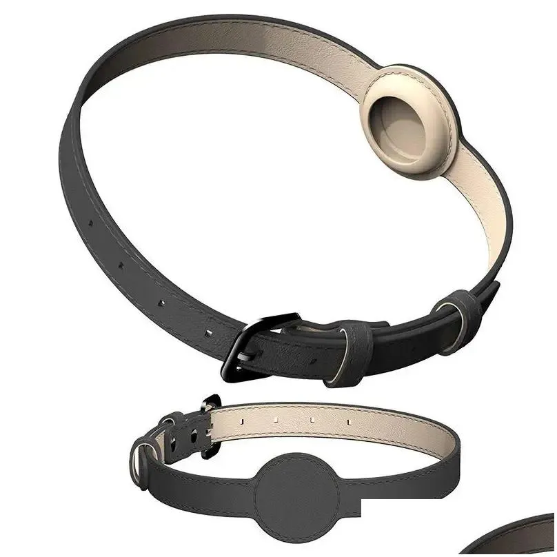 dog collars pet locator collar gps tracker high quality vegan leather airtag accessories