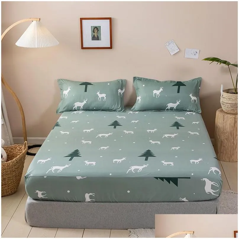 fashion design bed sheet trendy household mattress protector dust cover non-slip bedspread with pillowcase bedding top f0087 210319