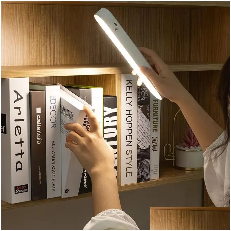 led night light desk lamp office study light usb rechargeable light magnetic dimmable eye protection bedroom light three colors