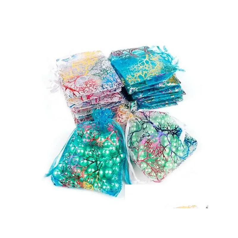 7x9cm 9x12cm colorful organza bags jewelry packaging bags wedding favor gift bags drawstring pouches gc1450