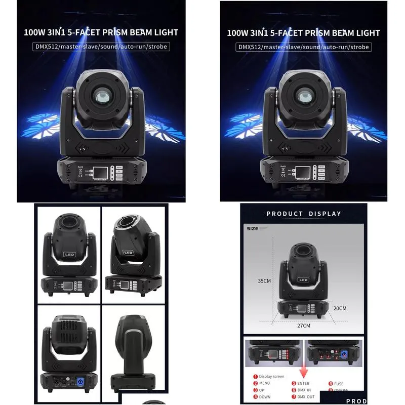 dmx dj led spot moving head light pro 100w beam projector gobo disco wedding event 3in1 stage lights