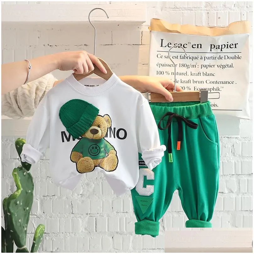 baby girls boys clothing sets children casual clothes spring kids vacation outfits fall cartoon long sleeve t shirt pants