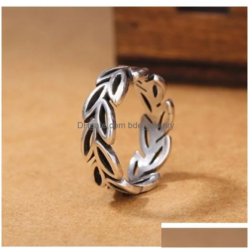 retro silver leaf rings hollow band ring fashion jewelry for women will and sandy vintage
