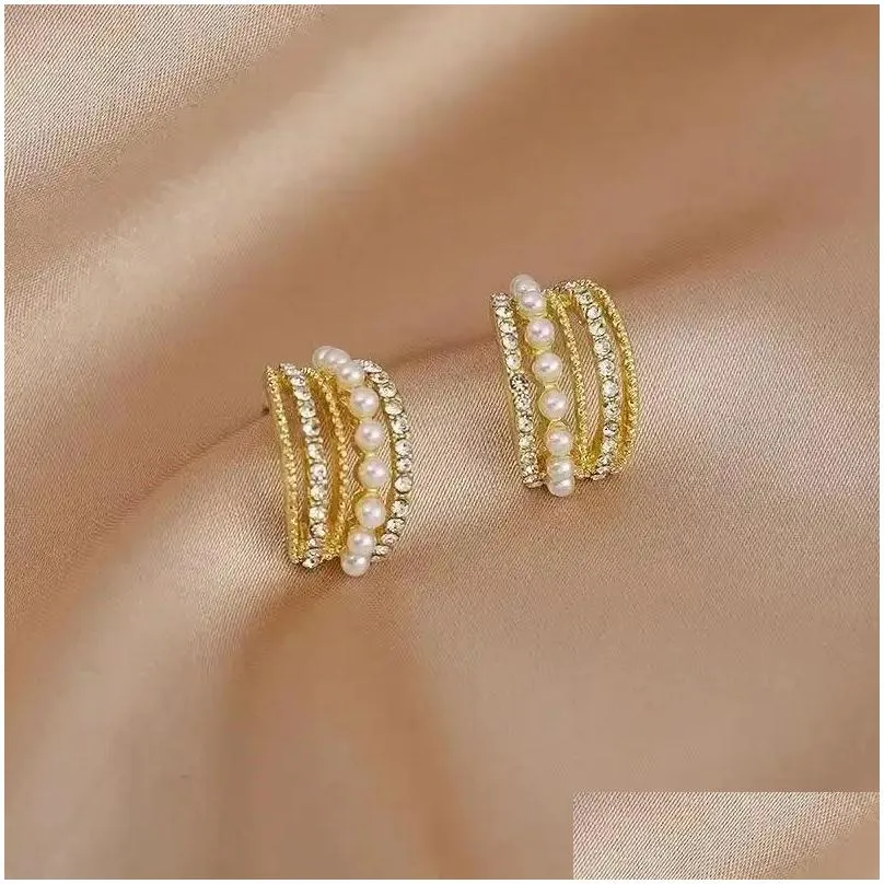 dangle earrings kshmir temperament c pearl 2024 south korean fashion earring girl multi-layer tide