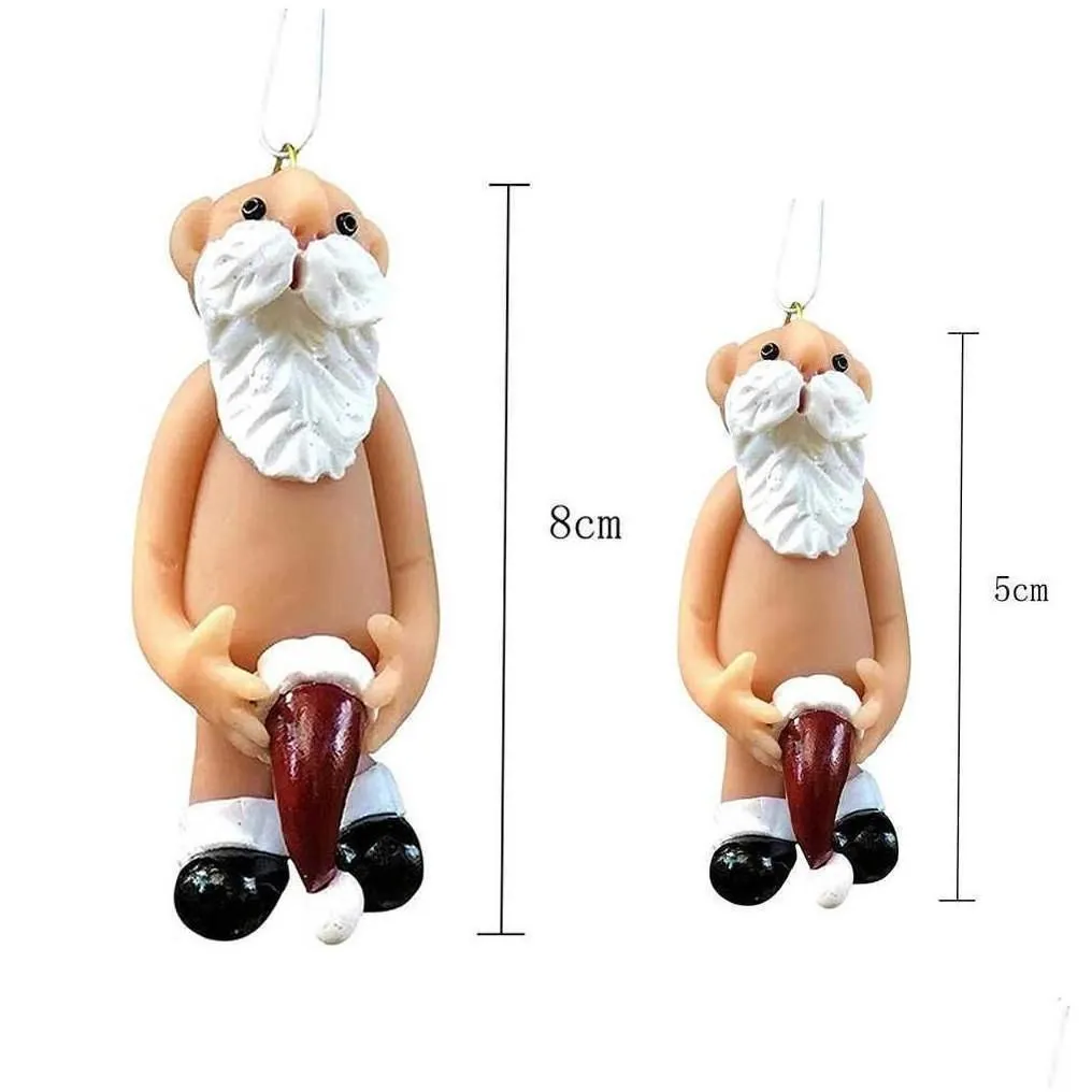 christmas decorations 1pcs resin funny naked santa claus pendant xmas male female tree decora 2022 year party for home decor drop de