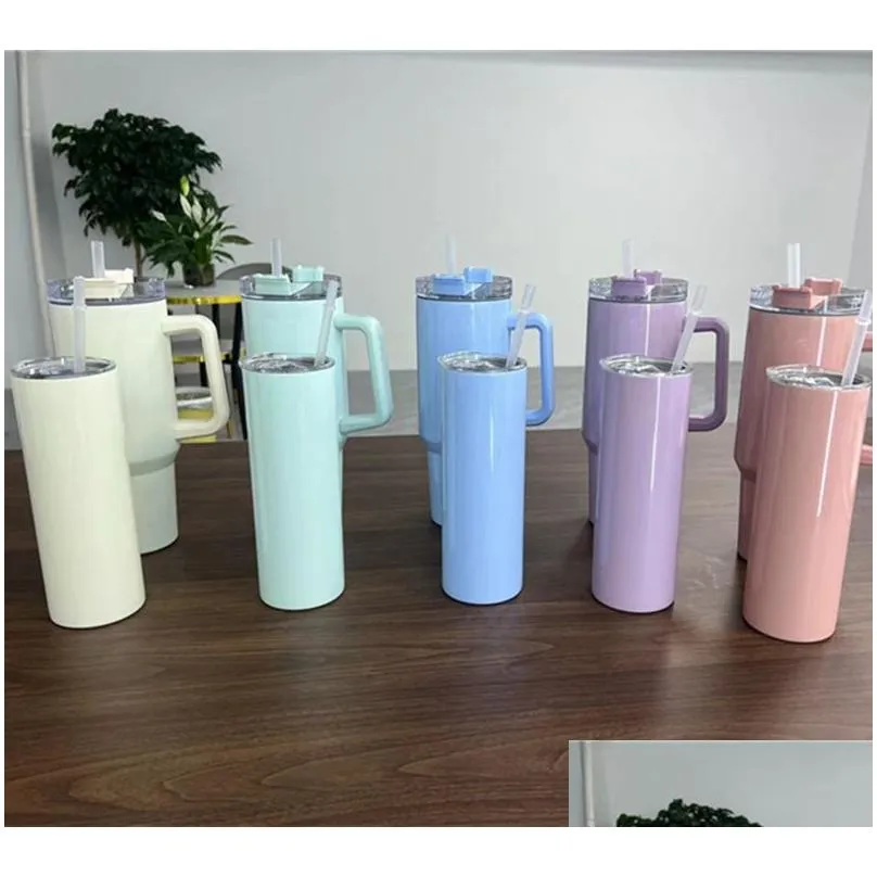 wholesale 20oz sublimation skinny straight tumblers colorful blank stainless steel water bottles double insulated heat transfer cups glasses mugs