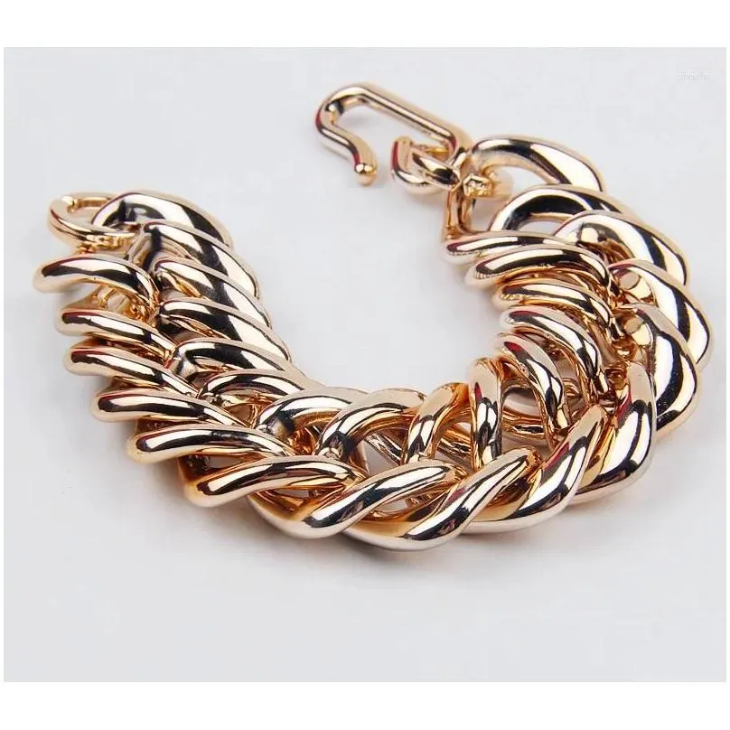 charm bracelets fashion acrylic chunky chain women`s exaggerated rose gold color wrap cuff & bangle statement jewelry