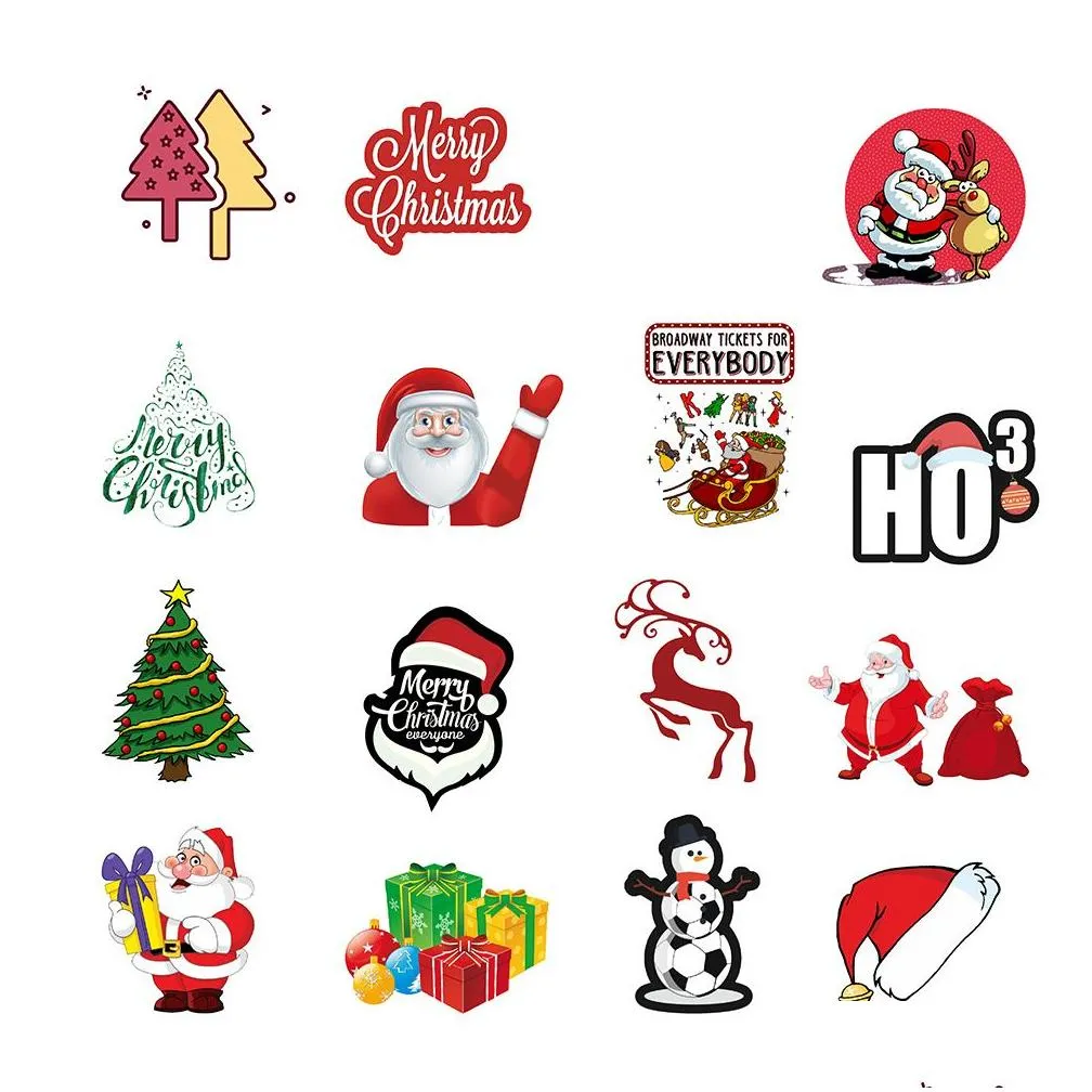 3 sets 150pcs christmas stickers water cup computer suitcase stickers