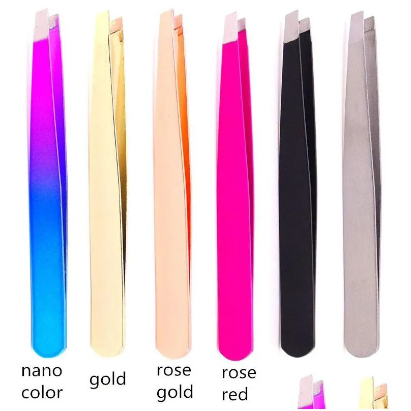 high quality stainless steel tip eyebrow tweezers face hair removal clip brow trimmer makeup tools in stockl