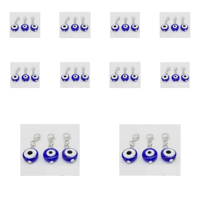 200pcs turkish blue evil eye charms lobster clasp dangle charms for jewelry making findings 32x11mm