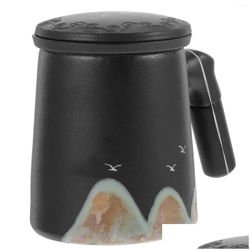dinnerware sets household wooden handle tea cup office drinking glasses ceramics portable coffee mug