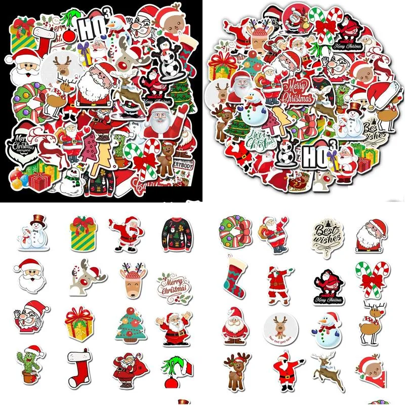 3 sets 150pcs christmas stickers water cup computer suitcase stickers