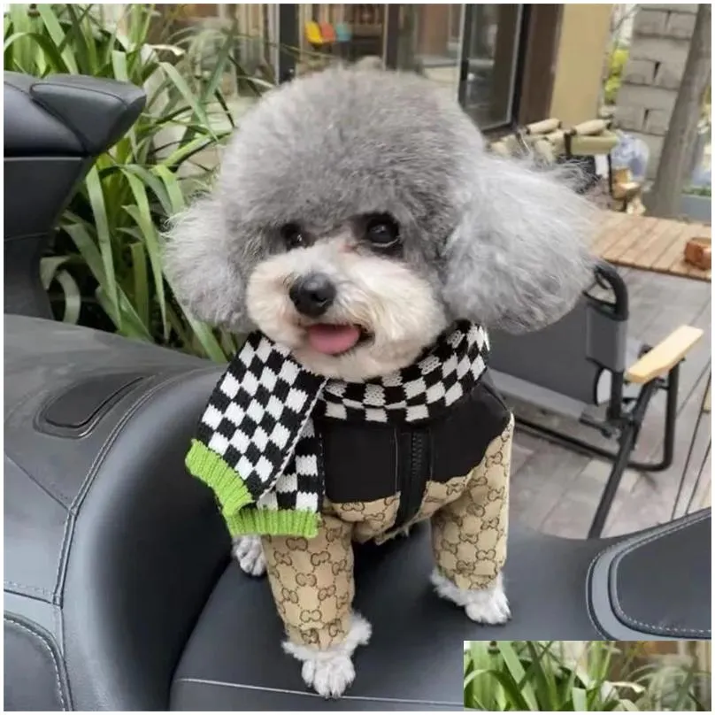 soft and warm designer dog clothes pet cold weather pets clothes with letters casual dog sweater winter cotton coat jacket